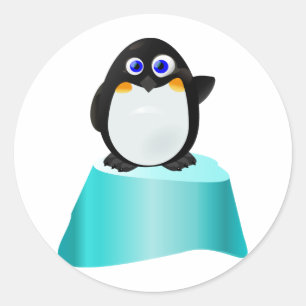 Adesivo Redondo Pinguim de ondulação bonito