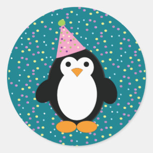 Adesivo Redondo Pinguim de Partido Bonito