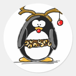 Adesivo Redondo Pinguim de Rudolph