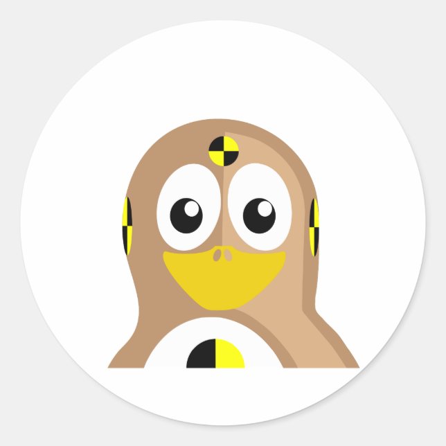 Adesivo Redondo Pinguim de Teste de Acidente (Frente)