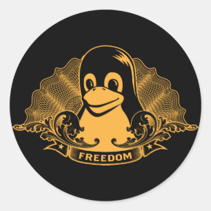 Adesivo Redondo Pinguim de Tux - (Linux, Open Source, Copyleft,