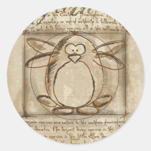 Adesivo Redondo Pinguim de Vitruvian