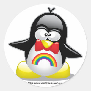 Adesivo Redondo Pinguim do arco-íris de LGBT
