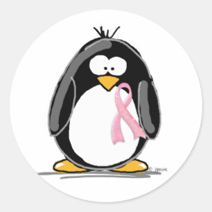 Adesivo Redondo Pinguim do Cancer da mama