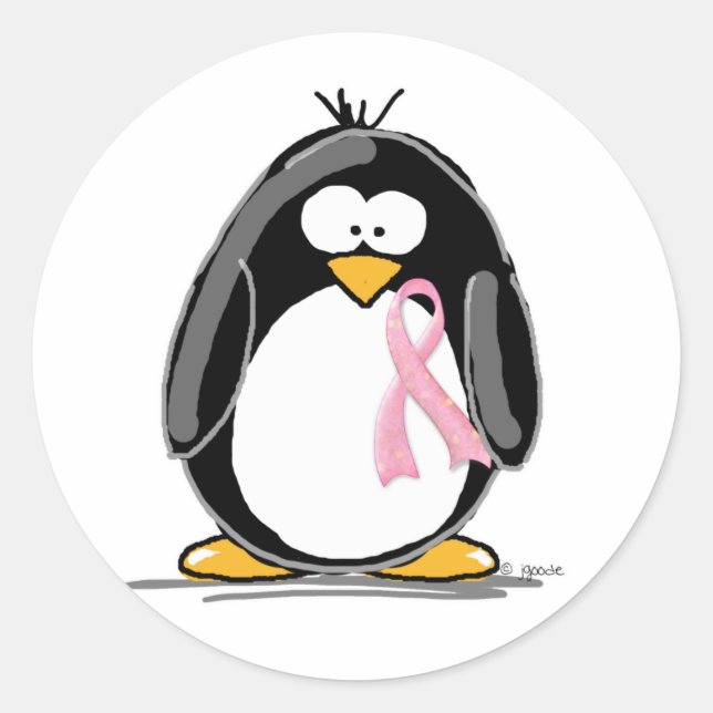 Adesivo Redondo Pinguim do Cancer da mama (Frente)
