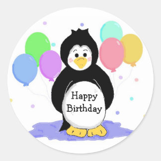 Adesivo Redondo Pinguim e Balões