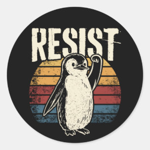 Adesivo Redondo Pinguim Engraçado Resiste Pinguins Legal