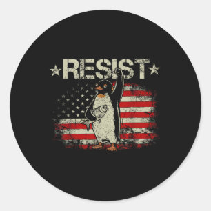 Adesivo Redondo Pinguim Engraçado Resiste Pinguins Legal Protesto