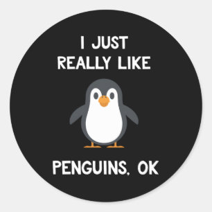 Adesivo Redondo Pinguim Eu Gosto Muito De Pinguins Ok