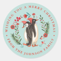 Pinguim Fofo Natal Férias Nome azul