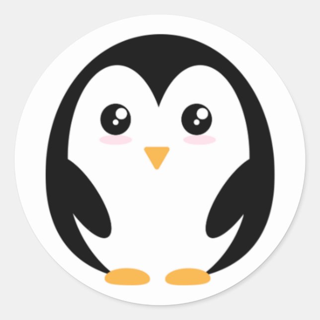 Adesivo Redondo pinguim giro (Frente)
