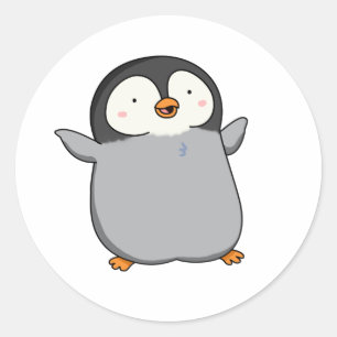 Adesivo Redondo Pinguim Kawaii Gato