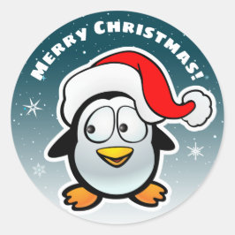 Adesivo Redondo Pinguim legal com Papai Noel