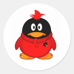 Adesivo Redondo Pinguim Legal Vermelho