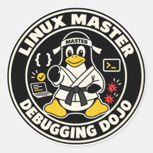 Adesivo Redondo Pinguim Linux Tux Fanart - Mestre Dojo