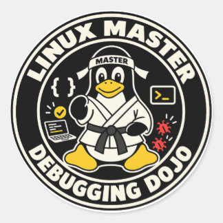 Adesivo Redondo Pinguim Linux Tux Fanart - Mestre Dojo