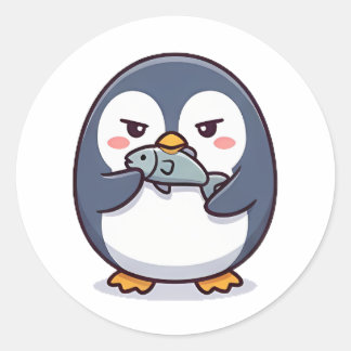 Adesivo Redondo pinguim mal-humorado