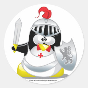 Adesivo Redondo Pinguim medieval do cavaleiro