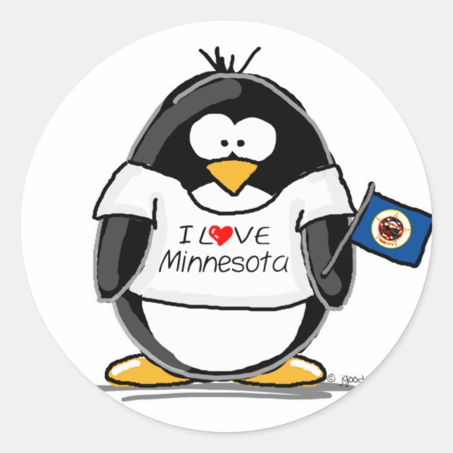 Adesivo Redondo Pinguim Minnesota (Frente)