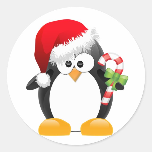 Adesivo Redondo Pinguim Natal (Frente)