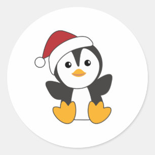 Adesivo Redondo Pinguim Natal Neve Pinguins de Pinguins