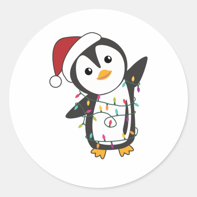 Adesivo Redondo Pinguim Natal Neve Pinguins de Pinguins (Frente)