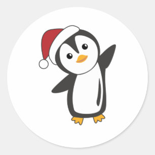 Adesivo Redondo Pinguim Natal Neve Pinguins de Pinguins