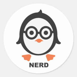 Adesivo Redondo Pinguim - nerd - penguin