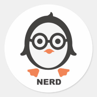Adesivo Redondo Pinguim - nerd - penguin