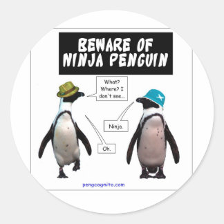Adesivo Redondo Pinguim Ninja