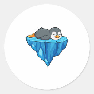 Adesivo Redondo Pinguim no gelo