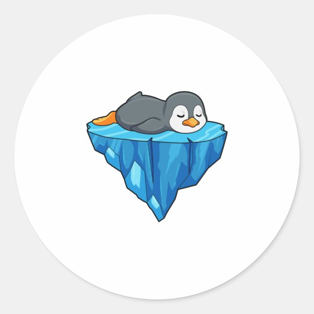 Adesivo Redondo Pinguim no gelo (Frente)