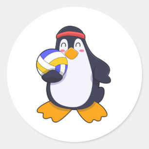 Adesivo Redondo Pinguim nos esportes de vôlei