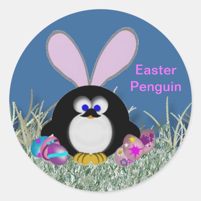 Adesivo Redondo Pinguim páscoa (Frente)