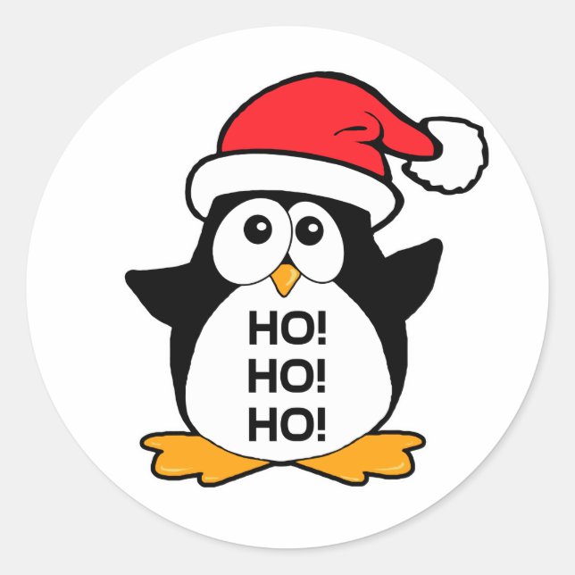 Adesivo Redondo Pinguim Pinguim Legal Ho Ho Ho Ho (Frente)
