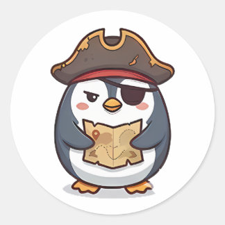Adesivo Redondo Pinguim Pirata