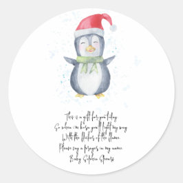 Adesivo Redondo Pinguim. Rótulo da vela de oração