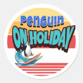 Adesivo Redondo "Pinguim sobre Férias"