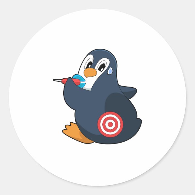 Adesivo Redondo Pinguin Darts Dart Dartboard (Frente)