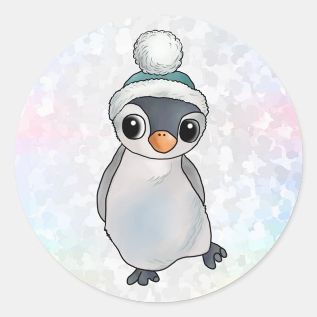 Adesivo Redondo Pinguin mit Mütze (Frente)
