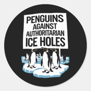 Adesivo Redondo Pinguins Anti-Trump Resiste Contra Autoria I