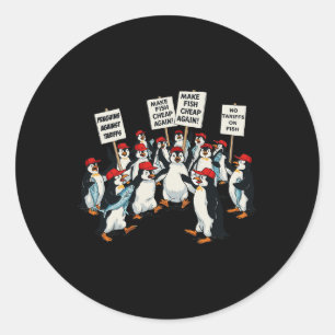 Adesivo Redondo Pinguins Contra Direitos Anti-Pautais De Penguin D