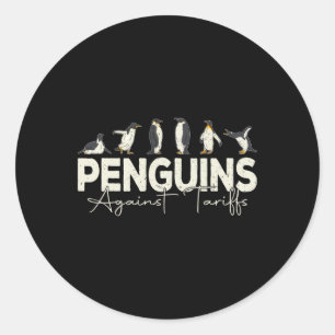 Adesivo Redondo Pinguins Contra Tarifas Animal Engraçado Retro Res