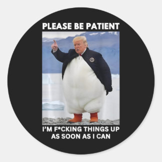 Adesivo Redondo Pinguins contra Tarifas Anti-Trump