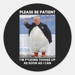 Adesivo Redondo Pinguins contra Tarifas Anti-Trump
