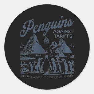 Adesivo Redondo Pinguins Contra Tarifas Ouviram Ilha Engraçada Tru