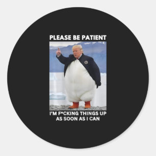 Adesivo Redondo Pinguins Contra Tarifas Protesto Anti-trump Mãos 