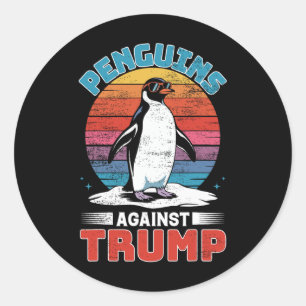 Adesivo Redondo Pinguins Contra Trump Penguin Flippers Up Anti Tr