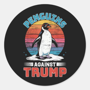 Adesivo Redondo Pinguins Contra Trump Penguin Flippers Up Anti Tr