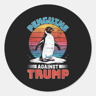 Adesivo Redondo Pinguins Contra Trump Penguin Flippers Up Anti Tr